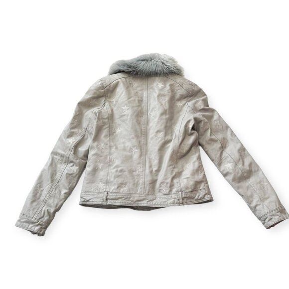 Samantha Sipos Seeing Stars Lamb Leather Biker Jacket Gray, Size S - Picture 7 of 16